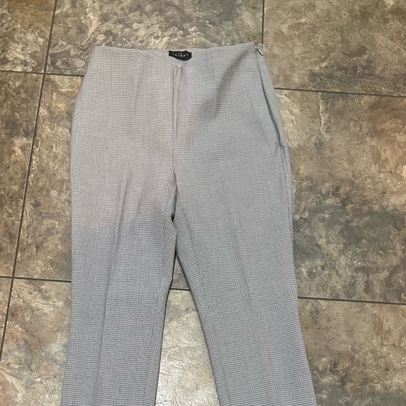 WHBM skinny tapered tiny plaid grey black 0S zip button side closure - Picture 10 of 10